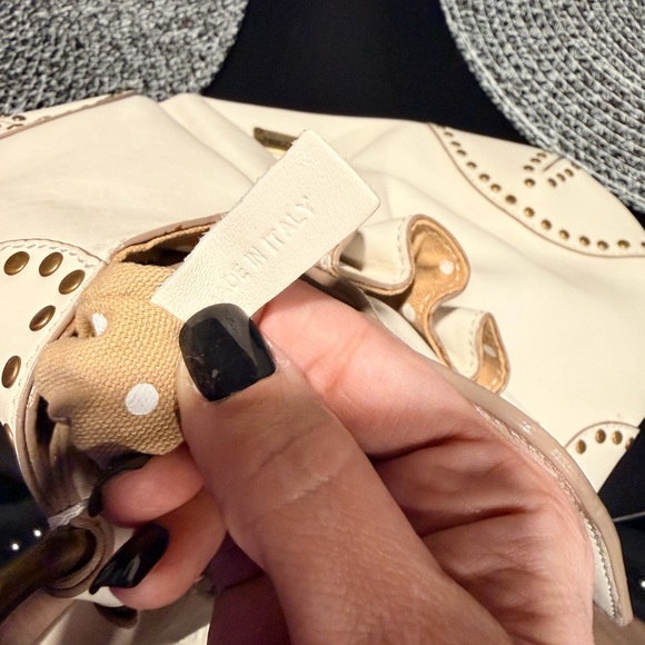 Moschino Cream Leather Studded Shoulder Bag - Picture 7 of 8